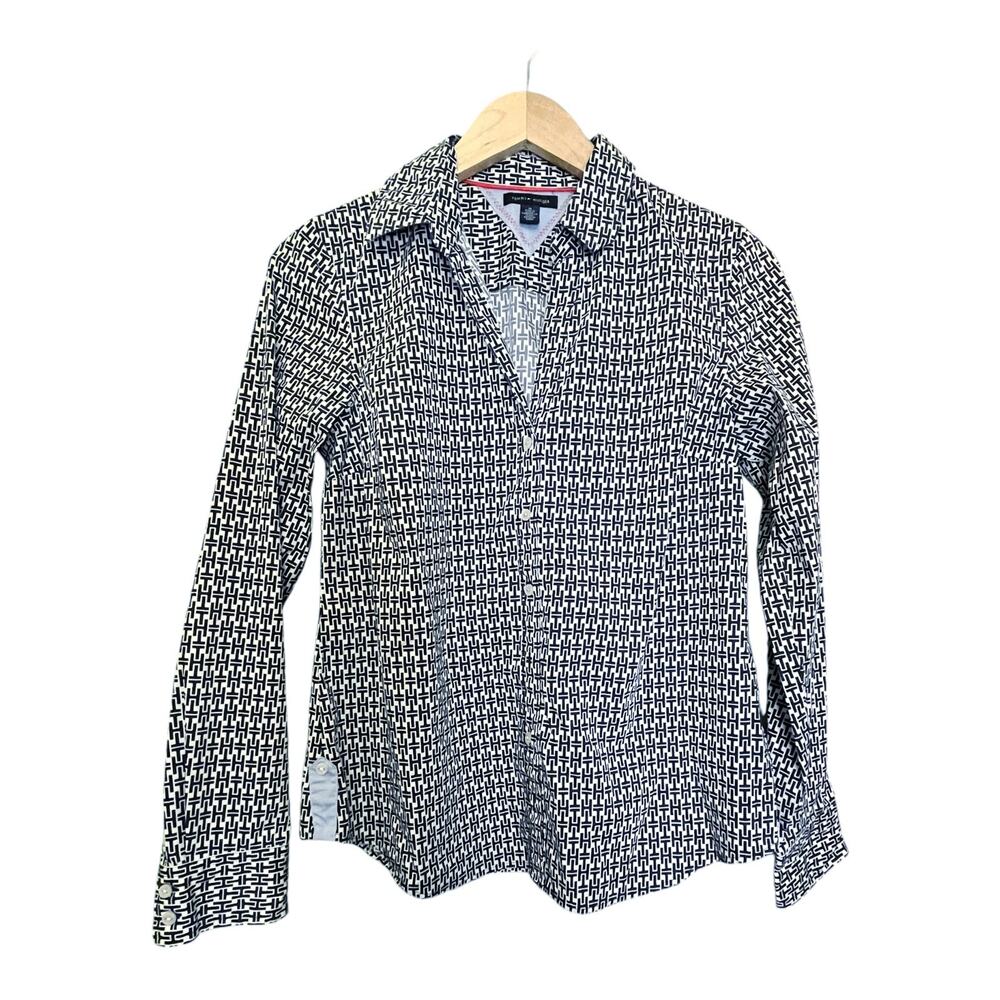 TOMMY HILFIGER Button Down Shirt Cotton Collared Long Sleeves Medium EUC